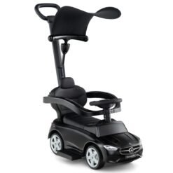 3-in-1 Ride on Push Car with Adjustable Canopy and Steering Push Bar-Black
