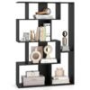 6-Cube Open-back Geometric Bookshelf with Anti-tip Kits-Black