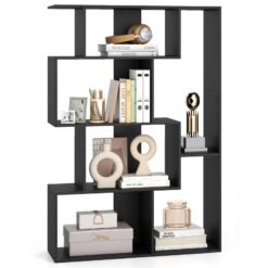 6-Cube Open-back Geometric Bookshelf with Anti-tip Kits-Black
