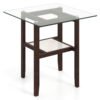 2-Tier End Table with Storage Shelf and Rubber Wood Frame-Brown