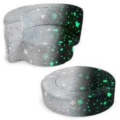 Convertible Glow-in-the-Dark Kids Sofa with Removable Washable Cover-Grey