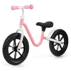 12 Inch Balance Bike No Pedal Training Bicycle with Adjustable Handle and Seat-Pink
