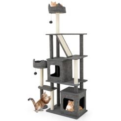 180CM Tall Cat Tree Multi-Level Large Cat Tower with Scratching Posts-Grey