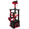 Gothic Cat Tree for Indoor Cats Large Cat Tower with Plush Perch-Red & Black