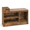 Storage Shoe Bench with Removable Cushion-Brown