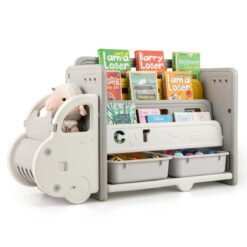 Kids Toy Storage and Bookshelf Car Themed Toy Storage Cabinet