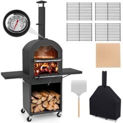 Wood Fired Pizza Oven with Protective Cover Pizza Stone Pizza Peel and Storage