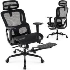 Ergonomic Office Chair Swivel Computer Desk Chair with Rotating Headrest-Black
