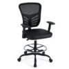 Height-adjustable Drafting Chair with Adjustable Armrests and Footrest Ring-Black
