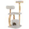 124 CM Tall Wooden Cat Tree with Jute Scratching Posts-Grey