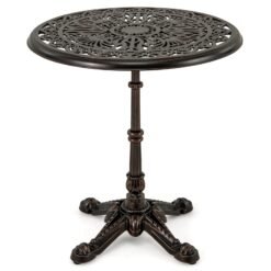 68CM Round Cast Aluminum Patio Bistro Table with Hollow Top-Copper