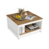 Square Coffee Table with Storage Shelf for Home Waiting Room-Natural