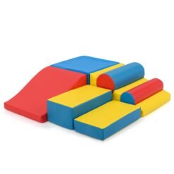 7-Piece Foam Climbing Blocks with Hook and Loop Fasteners for Toddlers-Colourful