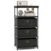 Dresser with 3 Drawers with Wood Top and Metal Frame-Black