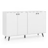 Mid Century Modern 4-Door Storage Cabinet with 5-Position Adjustable Shelves-White
