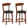Bar Stool Set of 2 with Curved Backrest and Footrest-24 Inches