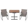 3-Piece Patio Bistro Set with Rectangle Dining Table and Fabric Armchairs-Brown