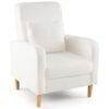 Modern Upholstered Sofa Chair with Lumbar Pillow for Living Room-White