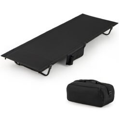 Ultralight Camping Cot for Adults with Side Pocket-Black