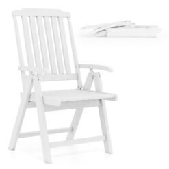 Foldable Patio Chair All-Weather HDPE Outdoor Dining Chair with Armrest-White