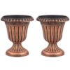46cm Tall Vintage Planters Set of 2 Urn Plastic Flower Pots-Bronze