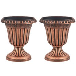 46cm Tall Vintage Planters Set of 2 Urn Plastic Flower Pots-Bronze
