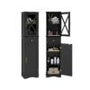 Tall Bathroom Cabinet with Drawer 2 Doors and 3 Adjustable Shelves-Black