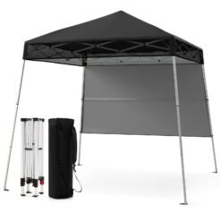 Pop up Canopy Tent with 1 Sidewall Outdoor Easy Setup Folding Gazebo Shelter-Black