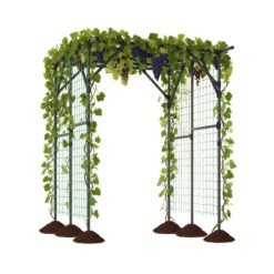 200 x 150 x 197 cm Large Garden Arch Trellis with Rustproof PE-Coated-Black