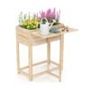 63 x 34 x 74 cm Wooden Raised Garden Bed with Legs and Foldable Side Table