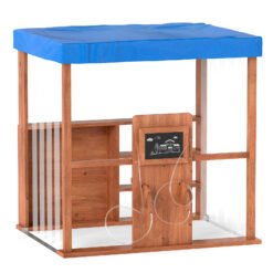 Wooden Outdoor Gas Station Playset with Canopy and 2 Simulation Refueling Guns-Natural