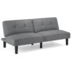 Convertible Folding Futon Sofa Bed with 6-Position Adjustable Backrest and Thick Cushion-Grey