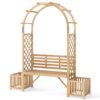 Garden Bench Arbor Arch for Climbing Plants with Love Seat-Natural