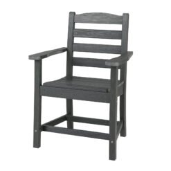 Patio Dining HDPE All Weather Outdoor Chair Plastic Adirondack Armchair-Grey