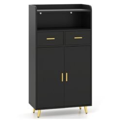 Storage Cabinet with 2 Drawers and 2 Doors-Black