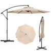295 cm Patio Offset Umbrella with Easy Tilt Adjustment and Crossed Base-Beige