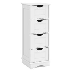 4-Drawer Bathroom Cabinet Narrow Floor Standing Cabinet-White
