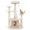 Multi-level Kitty Tower with Padded Perch and Scratching Posts-Beige