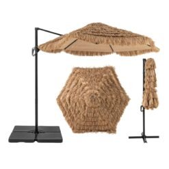 268 cm Cantilever Tiki Patio Umbrella with Vented Top-Natural