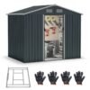 Outdoor Storage Shed with Sloping Top and Sliding Doors-Grey