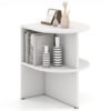 Half Round End Table 2-Tier Half Moon Side Table with Open Shelves-White