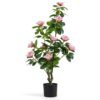 Artificial Magnolia Tree Faux Flower Plant in Nursery Pot-Pink