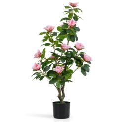 Artificial Magnolia Tree Faux Flower Plant in Nursery Pot-Pink