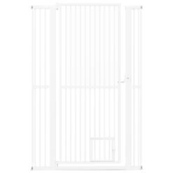 150CM Extra Tall Pet Gate Heavy-Duty Metal Easy Walk Through Gate-White