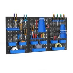 Pegboard Wall 9-Bin Parts Rack Organizer Heavy-Duty Utility Tool Storage Board-Blue