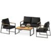 4 Pieces Patio Furniture Set with Thick Cushions for Backyard-Black