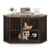 Corner Dog Crate Space Saving Dog Cage with Adjustable Feeder-Coffee