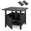 Outdoor Side Table with 4.8cm Umbrella Hole and 2 Sand Bags-Black