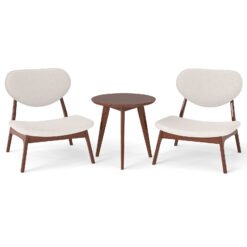 Accent Chairs Set of 2 with Side Table for Bedroom Waiting Room-Beige