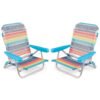 2 Pack Foldable Beach Chair with Armrests and Carry Strap-Colourful-S
